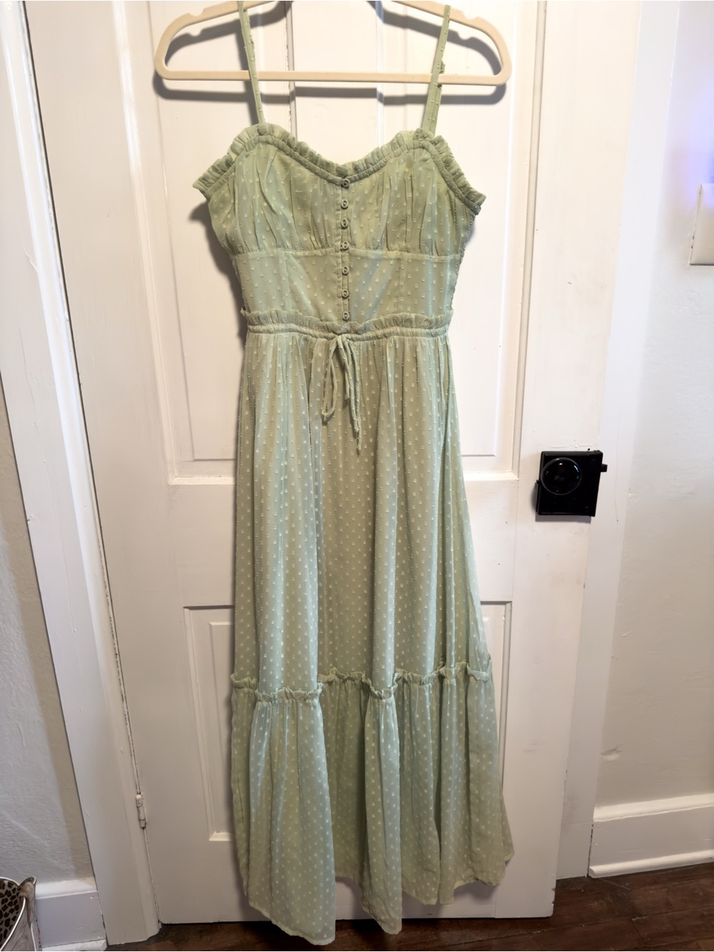 Patrons of Peace Sage Green Polka Dot Maxi Dress